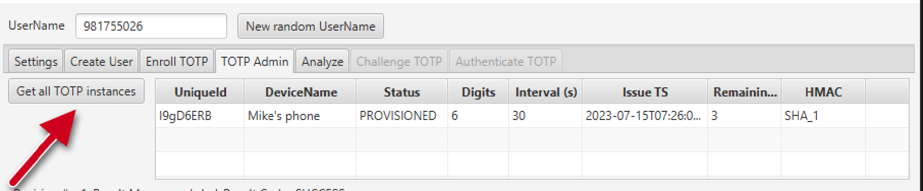 Check TOTP instance status